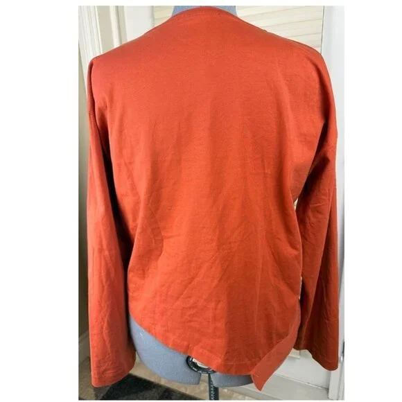 Zara Belted Crop Top L Burnt Orange Buckle Hem Long Sleeve Statement NWOT - Picture 3 of 11